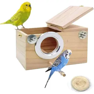 kathson Parakeet Nest Box Budgie Nesting House Cockatiel Breeding Parrots Mating Box for Lovebirds Small and Medium-Sized Birds（S）