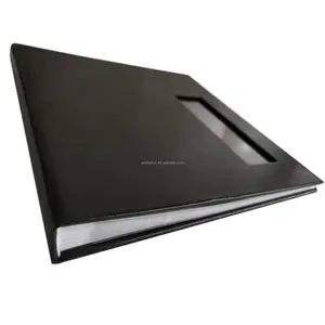 Black Scrapbook Photo Album with Photo Insert for 2x6 Strips - Guest Book, Memory Book, Wedding Scrapbook Gift Decor