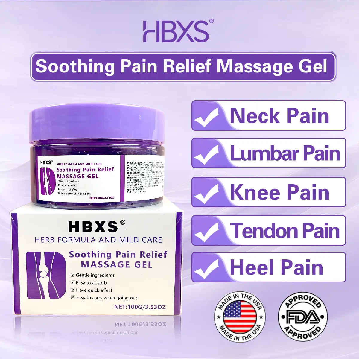 HBXS Soothing Joint Relief Gel - Fast-Acting Natural Arthritis Therapy, Massage Cream for Severe Knee, Shoulder & Neck Muscle Pain Relief