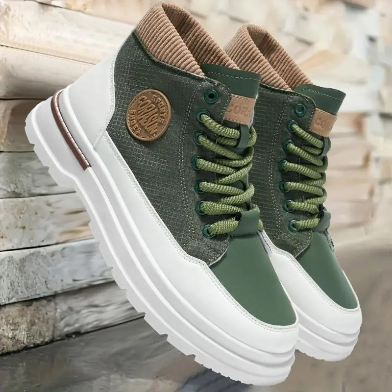 2026 Spring/Summer new men’s mid-top athletic casual shoes—soft sole, soft upper; outdoor boots, non-slip hiking boots, stylish motorcycle boots, breathable fabric uppers, trendy fashion shoes