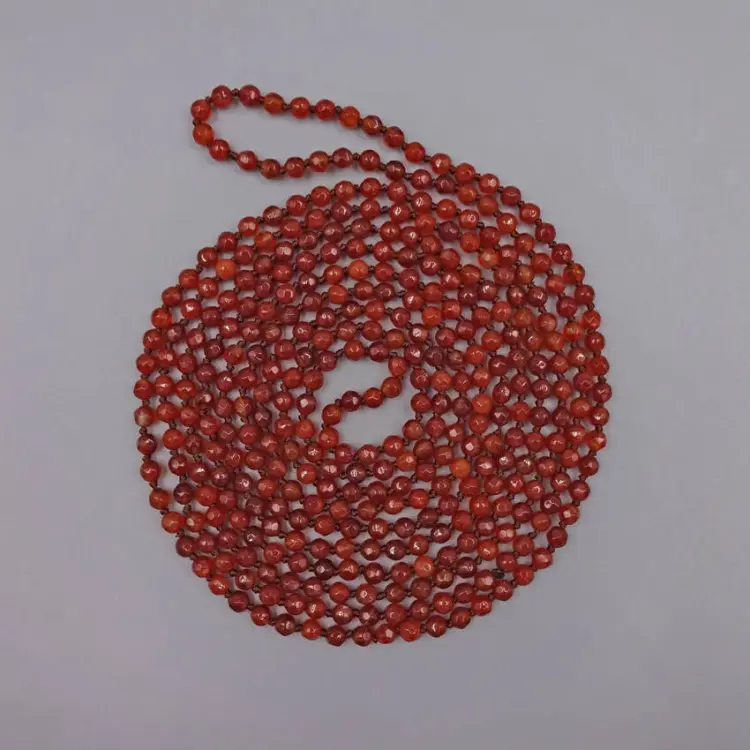 70" 4MM Genuine Carnelian Long Beaded Infinity Endless Pre-knotted Beaded Necklace, or Bracelet.