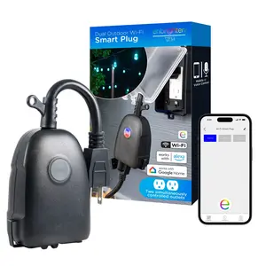 Enbrighten VIBE Outdoor Plug-in 2-Outlet WiFi Smart Switch, Black