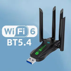 WiFi6 Bluetooth 5.4 Wireless USB wifi Adapter Dual Band 2.4G 5.8GHz 4 Antenna Dongle for PC Laptop