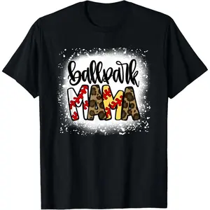 BallPark Mom Mama Baseball Softball Mother's Day Bleached T-Shirt