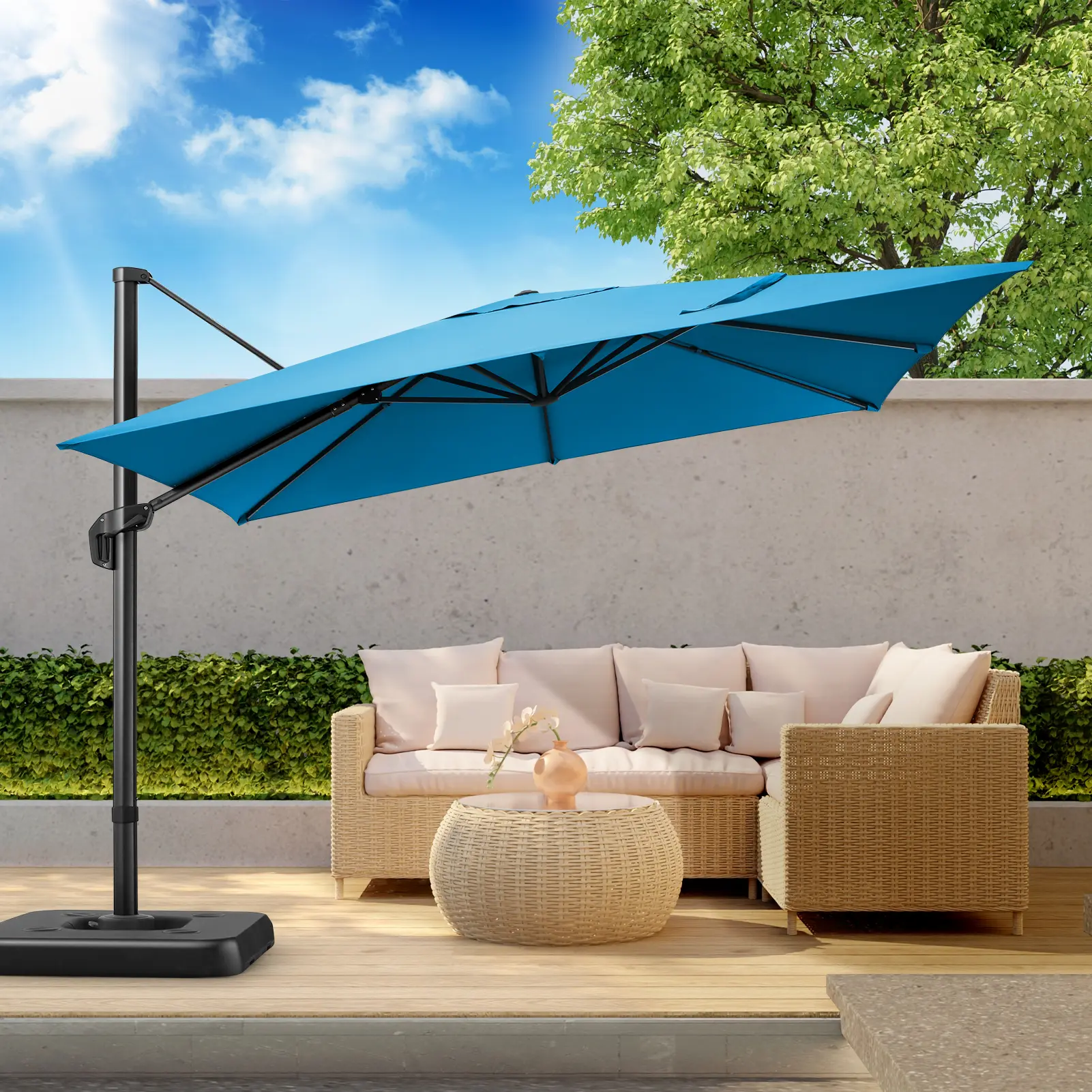 13 offset patio umbrella Tangkula 13 ft Large Patio Umbrella, Navy