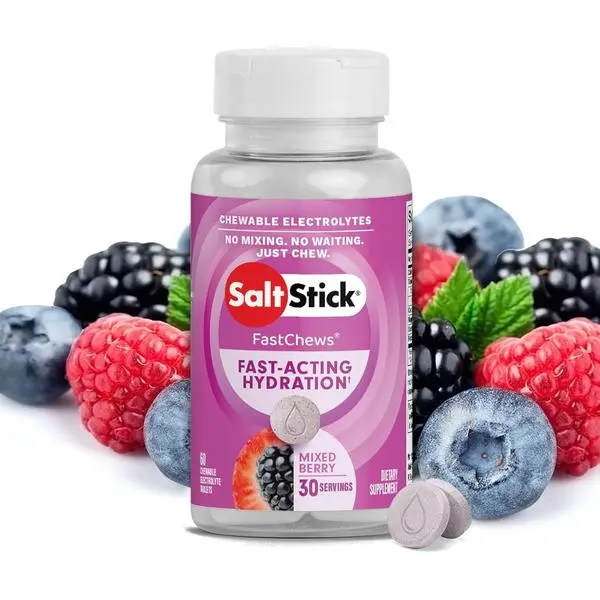 Electrolyte FastChews – Mixed Berry Flavor – 60 Chewable Electrolyte Tablets – Salt Tabs for Hydration & Running Support