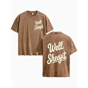 Casual Style 230G Men'S Washed Snowflake Oversized T-Shirt Well Sheeyit Graphic Summer And Autumn Wear Gift for Friends And Family