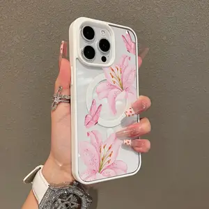 Premium Magnetic Case for iPhone11/12/13/14/15/16/17 Pro Max, Airpromax Flowers and butterflies y2k cased MagSafe Ready,Springtok,Anti-Fall, and Ultra-Thin Design |   Perfect for Everyday Use Protector Screen Protector Decoration Lily Aesthetic Resistance