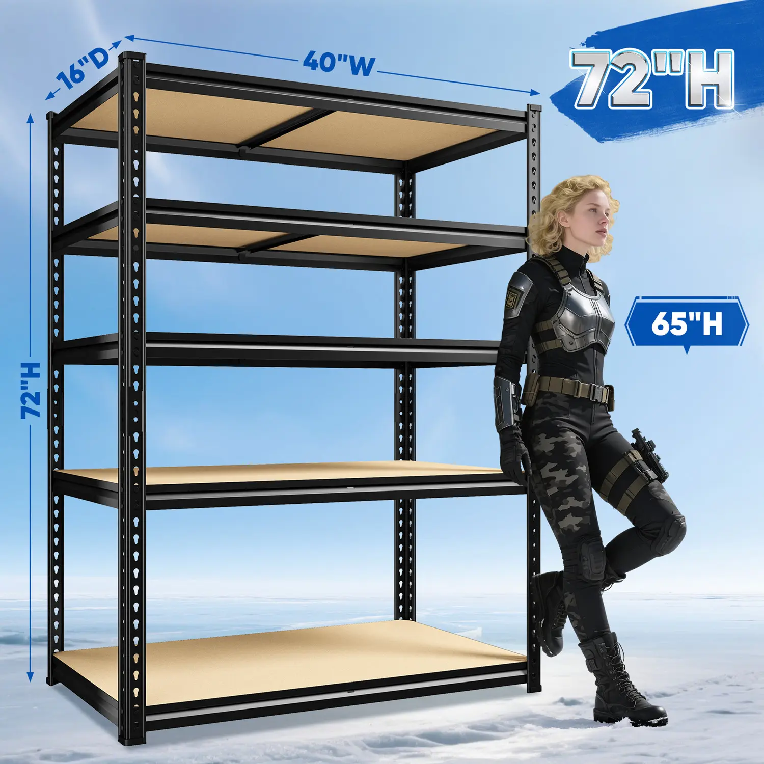 5-layer 72''H x 40''W x 16''D