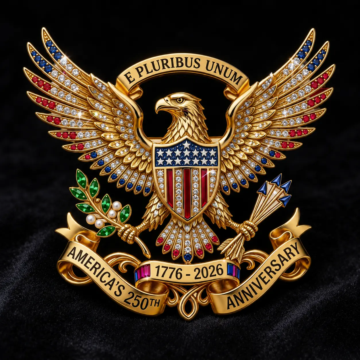 Limited US 250th Anniversary Brooch Pin, Patriotic Eagle Rhinestone Lapel Pin 1776-2026 Independence Day Souvenir Veteran Gift