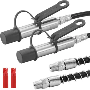 VEVOR Grease Gun Coupler 2 PCS, 10000 PSI High Pressure, 3-Jaw Locking, Quick Release Grease Gun Tip with Hose/Zerk Fittings Cleaner/Leak-Proof Cap, Compatible with All Grease Guns 1/8 NPT Fittings