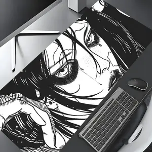 Gothic Characters Pattern Mouse Pad, Large Game Mouse Pad, Aesthetic Desktop Decoration Protective Pad, Rubber Pad Non-slip Lock Edge Work Pad
