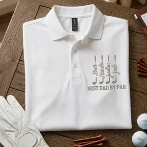 Custom Embroidered Golf Polo Shirt, Best Dad Grandpa By Par, Personalized Father’s Day Gift for Golf Lovers