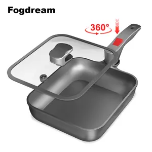 Fogdream 360° Swivel-Handle Stir-Fry Pan Sartén Nonstick Thickened Bottom Rapid Heat Conduction Suitable for All Cooktops Cookware Easy to store Save space