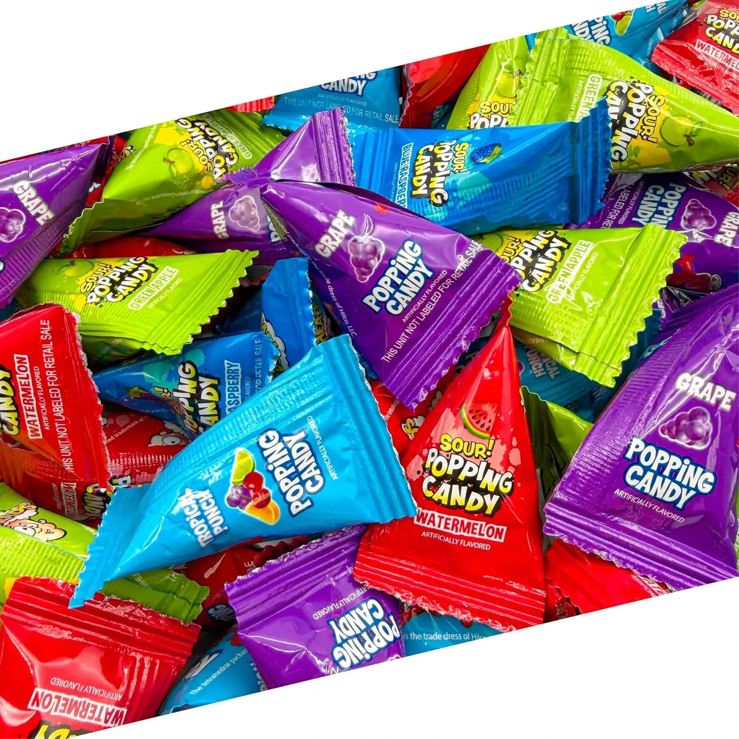 Popping Candy Individually Wrapped 40 Mini Packs Pop Rocks Style Candy Variety Pack Tropical Punch Cherry Grape Watermelon Blue Raspberry & Green Apple Crackling Fizzy Candy for Party Favors Halloween Birthdays