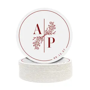 Floral Initial Monogram Wedding Coasters