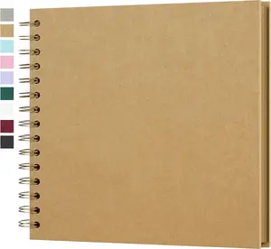 10 x 10 Inch DIY Scrapbook Album 40 Pages Hardcover Kraft Paper Scrap Book Photo Albums Memory Book for Wedding and Anniversary Family (Yellow, 10 Inch)