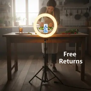 LED Circle Light with 43.3”Extendable Tripod Stand ,Selfie Video Lighting with Phone Holder for Video Recording/Makeup/Content Creator (YouTube/TikTok/Twitch)#light ring rave#Summer Wins#Fathersdaygift