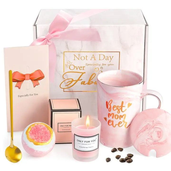 Natural Multi-Item Party Gift Box for Moms & Girls - Home, Festive Supplies with Toiletries Kit, Bath Bomb, Cup, Ideal for Mother’s Day, Mom Birthday, Girl