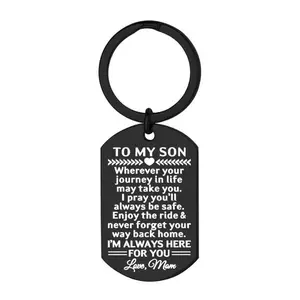 "To My Son - Love Mom" - Dog Tag Keychain