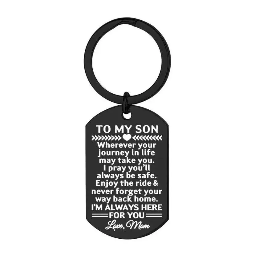 "To My Son - Love Mom" - Dog Tag Keychain