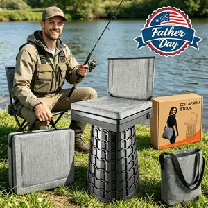 Upgraded Portable Retractable Stool Father's Day Gift with Backrest & Cushion – Heavy Duty Telescopic Folding Chair for Camping, Fishing, & Hiking – Lightweight & Compact for Adults