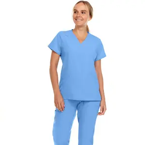 Hey Collection Womens Stretch Colorful V-Neck Jogger Scrubs Set