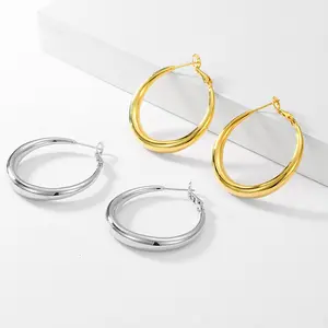 Teardrop Shaped Hoop Earrings,Polished Hoops, Elegant Gold and Silver Tone Earrings