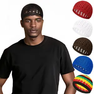 5Pcs Trendy Daily Vintage Hiphop Stretch Beanie Hats Hollow Knitted Beanie Hats Breathable Beanie Hats Cornice Free Knitted Hat