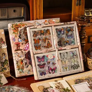 Butterfly Stickers for Scrapbooking, Flowers Plants Transparent Waterproof for Planner DIY Crafts Journals Notebooks Laptops Cell Phones Calendars