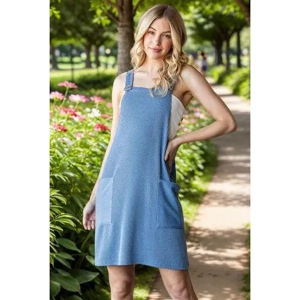 Heimish Full Size Ribbed Sleeveless Mini Tank Dress Plus Size