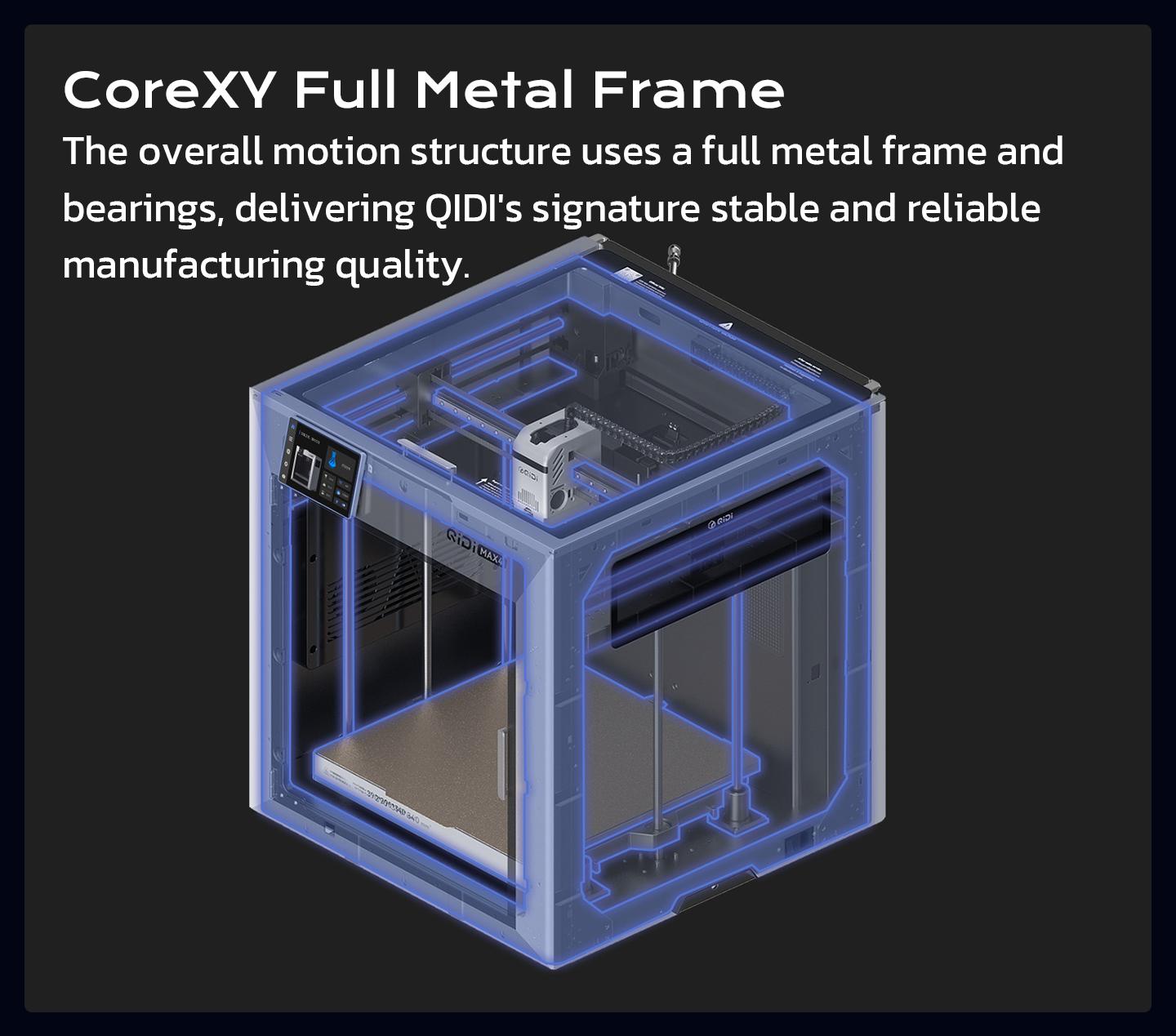 QIDI Max4 3D Printer, 390×390×340mm Build Volume, 65℃ Heated Chamber, 370℃ Nozzle, Dual Z Lead Screws, Max 800mm/s High Speed, Auto-leveling, AI camera, Polar Cooler Optional, Multi-materials