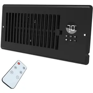 4"x10" Vent Register Booster Fan,  Steel Panel, Ultra-Quiet, 10-Speed, Built-In Thermostat, Mechanical Damper, Efficient HVAC Vent Fan (Matte Black, 1 Pack)