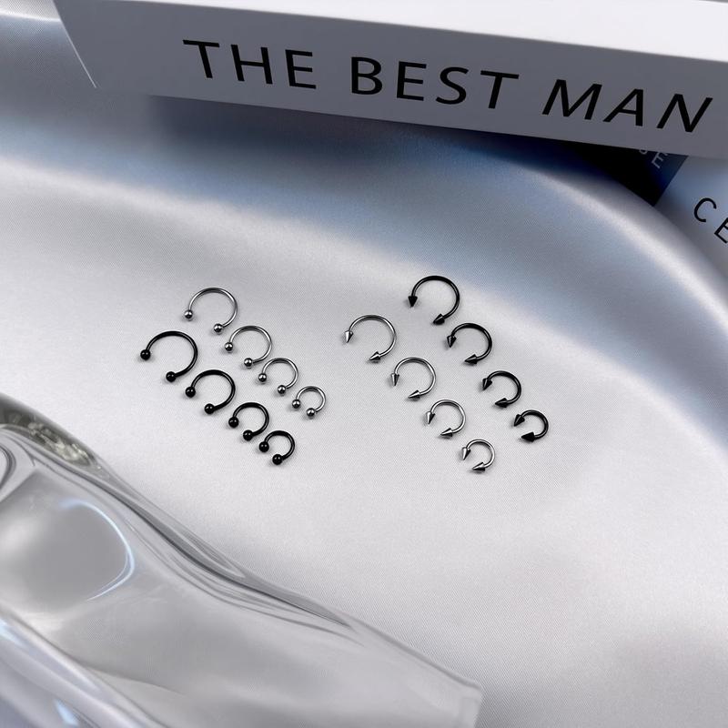 Spike Lip Rings Snake Bite   Vertical Labret  Monroe Lip Barbell Horseshoe Ring Snug Daith Rook Conch Tragus Helix Cartilage Earring for Women Men 32 count 16G