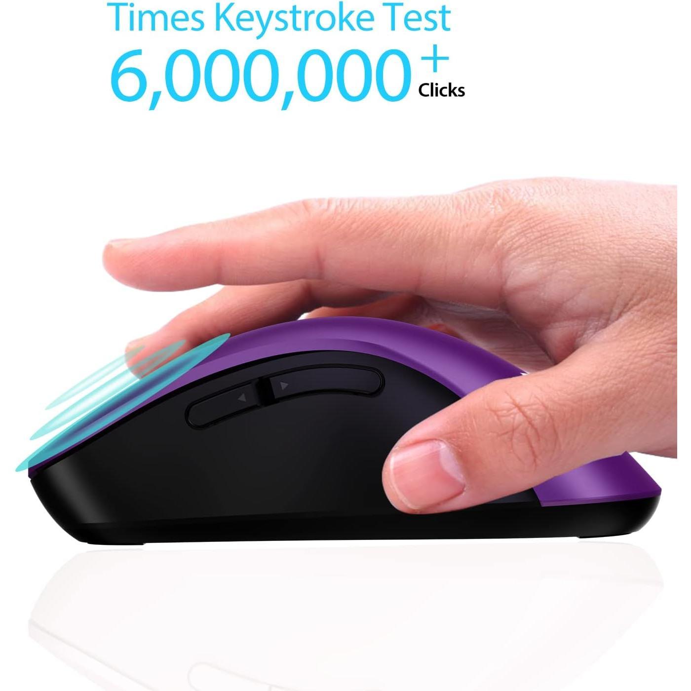2.4G Mouse, 1400 DPI Computer Mouse with USB Receiver, Portable USB Mouse Cordless Mouse for Laptop, PC, Desktop, 5 Buttons, Purple 2.4G Mouse, 1400 DPI Computer Mouse with USB Receiver, Portable USB Mouse Cordless Mouse for Laptop, PC, Desktop, 5 Buttons, Purple