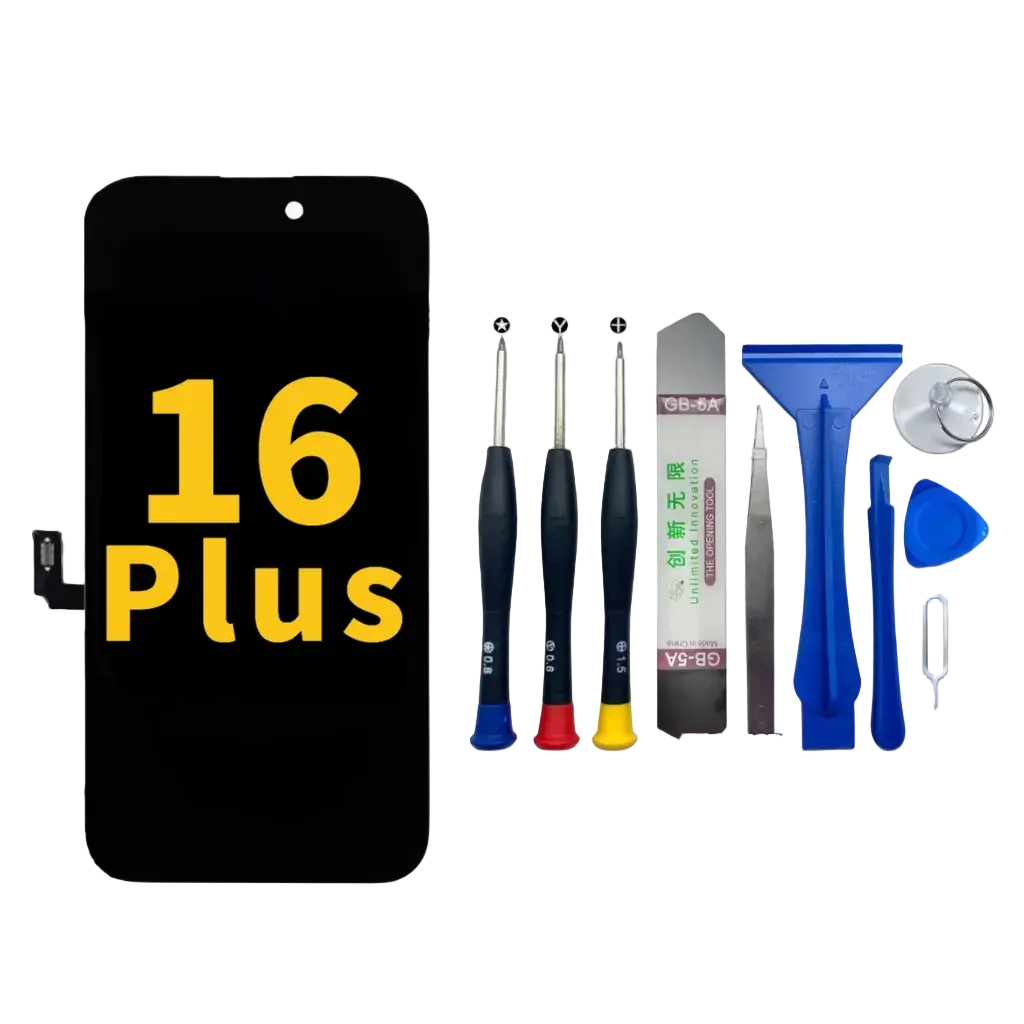 iPhone 16 Plus Premium Soft OLED LCD Screen Replacement with Repair Tool kit, Full Assembly Touch Digitizer, Cracked Screen Fix, Adhesive, Screwdriver Set