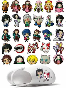 28pcs Japanese Anime Demon Shoe Charms for Croc Bubble Slides Clog Sandal Shoes Accessories Decorations Buckle Girl Kids Gifts