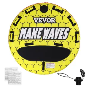 VEVOR Towable Tube for Boating,  1-3 Riders Inflatable Boat Tubes and Towables, 510 lbs, 63" Round Water Sport Towable Tubes for Boats to Pull, Full Nylon Cover, EVA Grab Handles and Speed Safety Valve