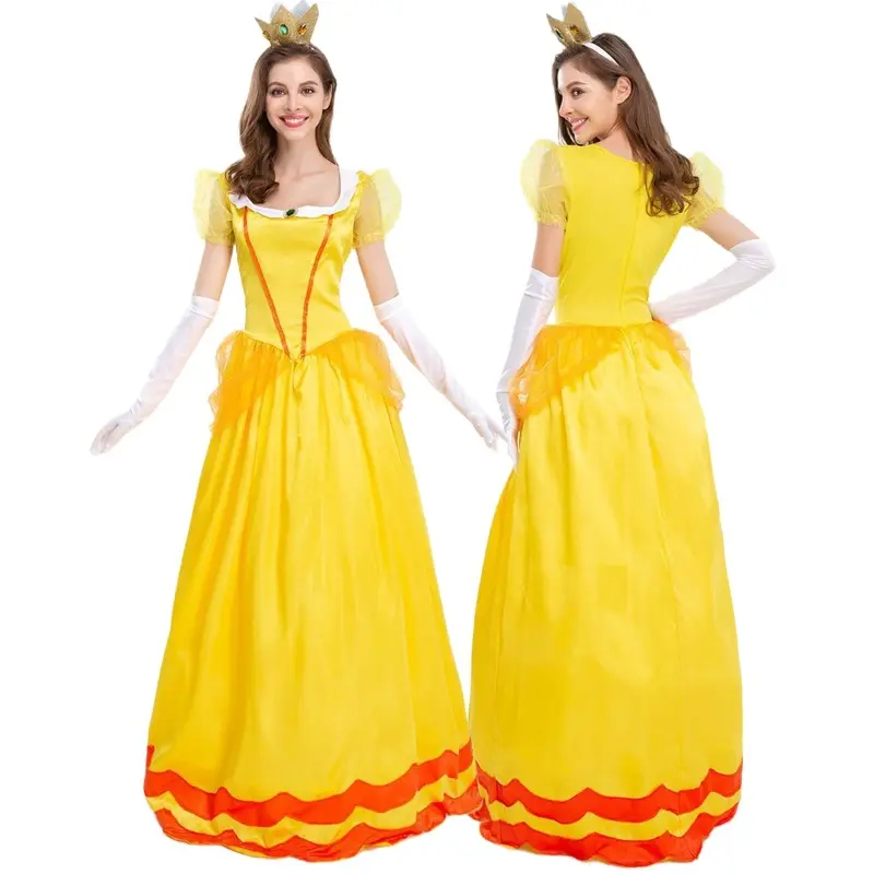 Gown Princess Dress Queen Outfit Performance Costume Yellow Princess Performance Dress Women's Dress