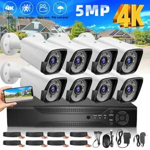 Home Security Camera System with AI Human Vehicle Detection, 5MP 4K Lite 8 Channel Surveillance DVR and 8 x 1080p Weatherproof CCTV Dome Camera Outdoor Indoor