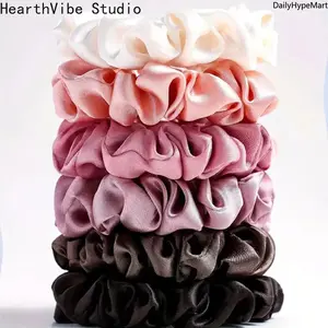 6Pcs Warm Satin Scrunchies Set, Soft Hair Ties for Ponytails Buns Hairstyles