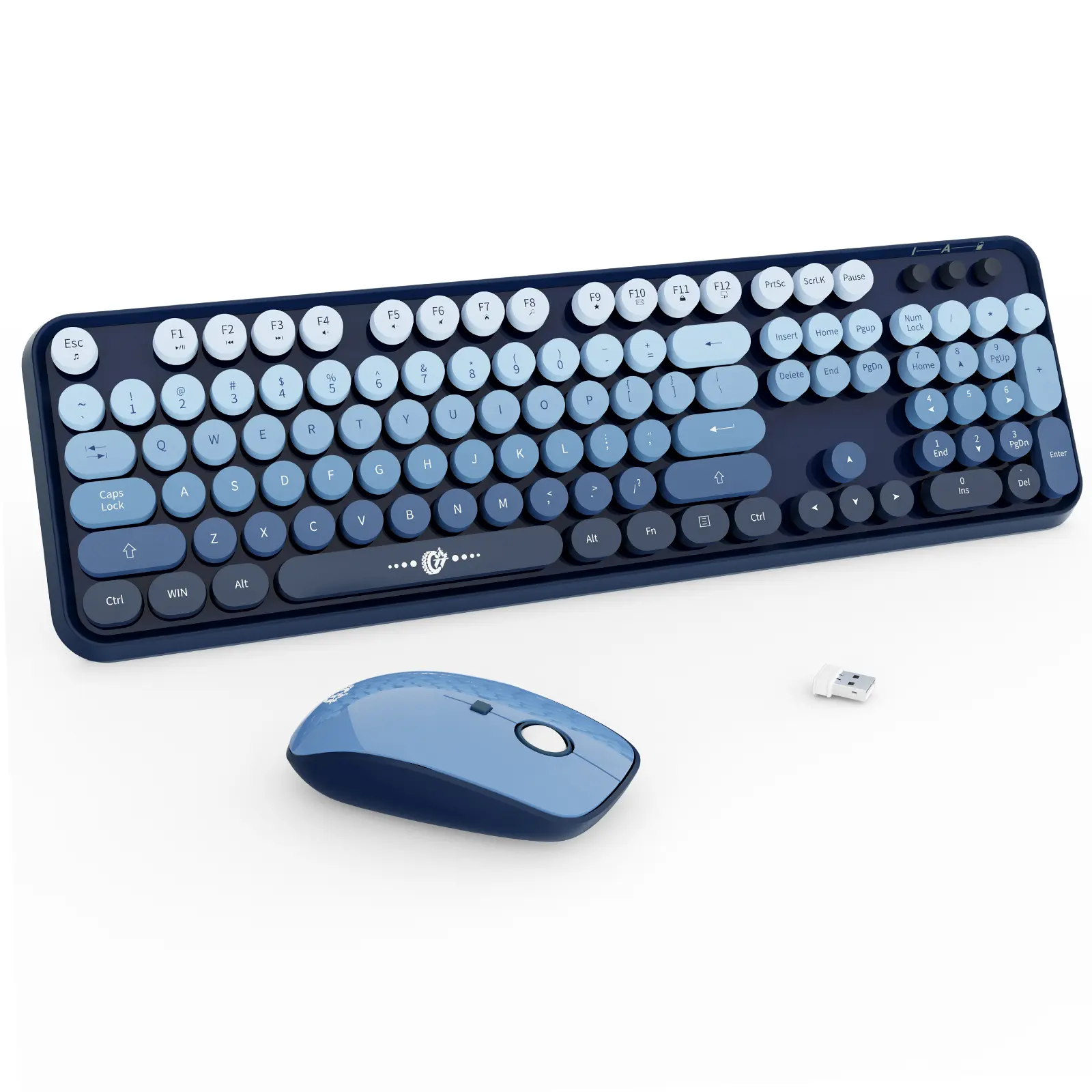 Wireless Keyboard and Mouse Combo, Full-Size Retro Typewriter Keyboard with 2.4GHz Plug & Play, for Windows 11/10/7, Laptop, PC
