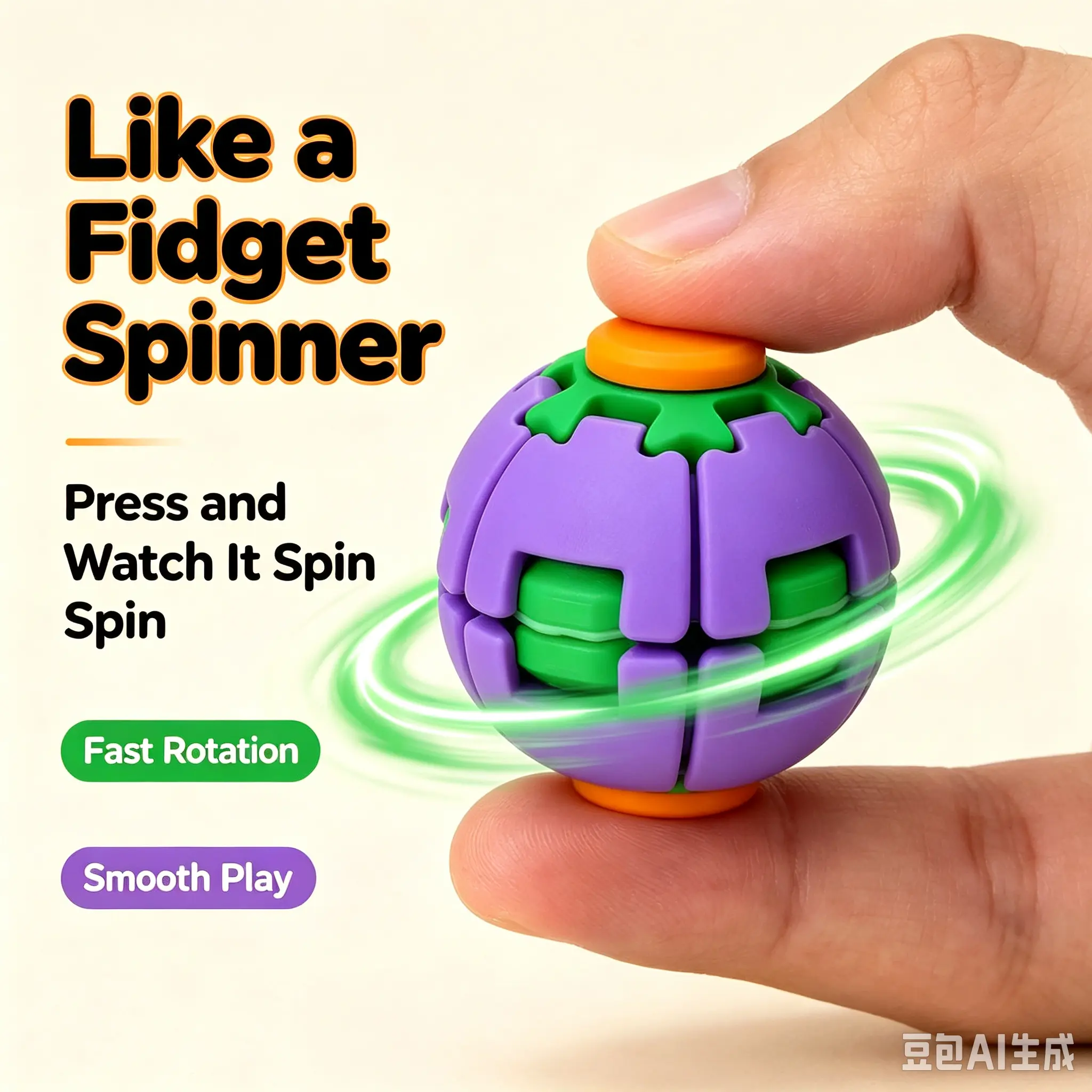 Unisex 3D Printed Ball-Shaped Sensory Hand Spinner Fidget Gadget, Press & Smooth Spin Gyro Toy, Anxiety Fidget Decompression Executive Desk Toy for Kids,sohochic