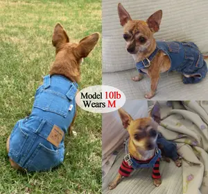 Dog Shirts Clothes Denim Overalls, Pet Jeans Onesies Apparel, Puppy Jean Jacket Sling Jumpsuit Costumes, Fashion Comfortable Blue Pants Clothing for Small Medium Dogs Cats Boy Girl (Blue, Medium)