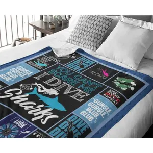 I Dive with Sharks Blanket, Scuba Diving Blanket, Scuba Diver Blanket, Dive Blanket, Snorkeling Blanket, Ocean Sport Blanket, Ocean Gifts
