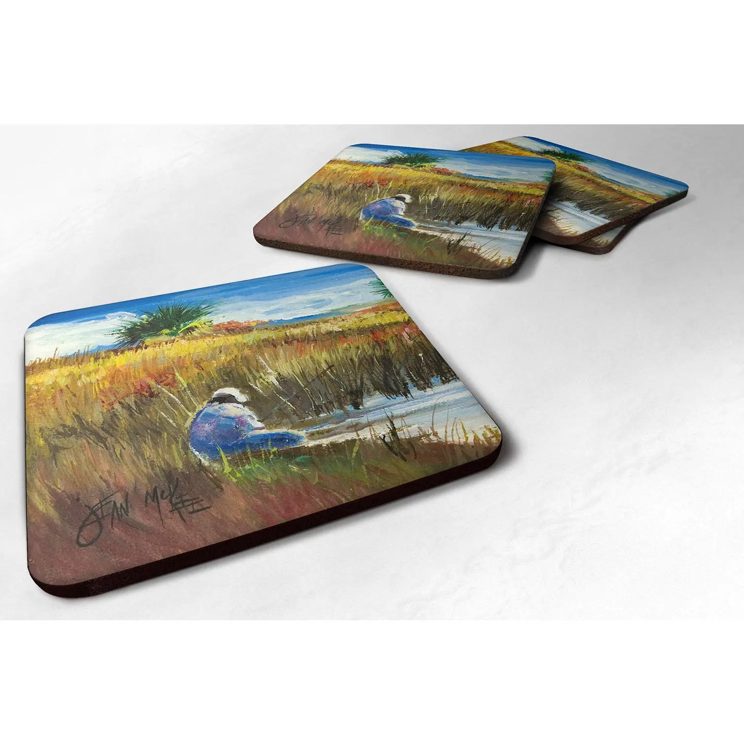 JMK1274FC Tableware Foam Coasters, Set of 4, Bank Fishing Themed