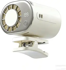2026 Clip On Fan with LED Display - 360° Rotation, 199 Speeds Adjustable, USB Rechargeable Personal Cooling Fan, 16℃ Semi-Cooling Wide Clamp Battery 2000mAh Battery
