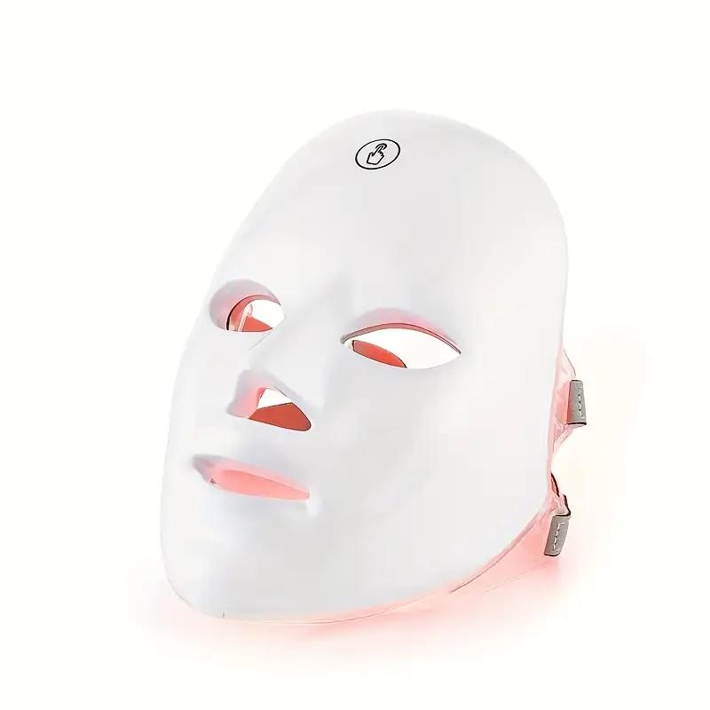 USB Rechargeable 7-Color Light Therapy LED Face Mask, Suitable for Daily Facial Use - Facial Skincare Tool