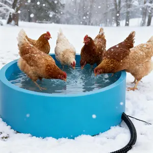 【Crazy Clearance】Large Heated Pet Water Bowl, 60W Heated Water Dish - Plastic Watering Station with Anti-Chew Cord Protector for Dogs & Cats, Chicken, 108OZ