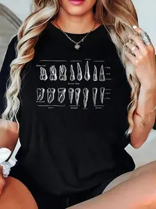 Human Teeth Dental Vintage Anatomy Retro dentistry T-Shirt Crew Neck T Shirt For Summer, Women's Soft Short Sleeve Top, Stylish Comfy Tee For Women Graphic Tees